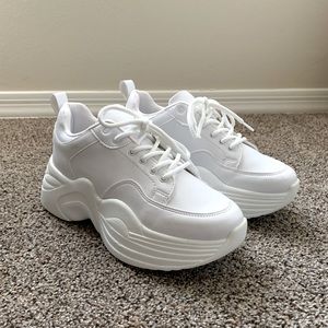 White Chunky Platform Sneakers